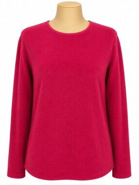 🍁 Lands' End Pink Fleece Pullover Top Size Large Soft Cozy Long Sleeve